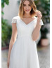 Cap Sleeves Ivory Lace Tulle Chic Wedding Dress